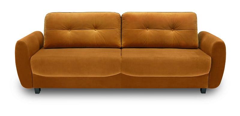Produkt: sofa trzyosobowa Hampton rozkładana z pojemnikiem welurowa żółta