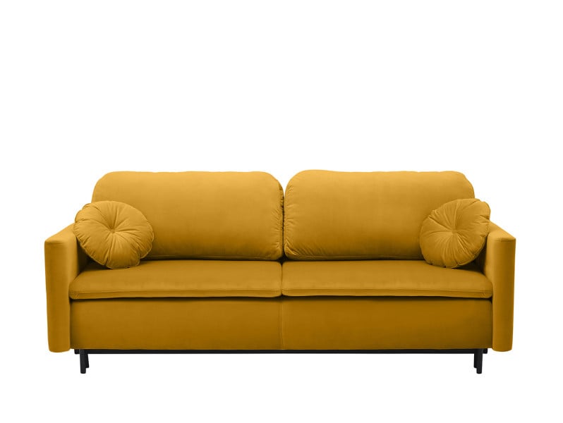 Produkt: sofa trzyosobowa Sophia rozkładana z pojemnikiem welurowa żółta