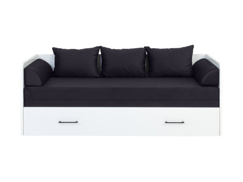 Produkt: łóżko Tetrix 80-160x200 rozkładane z pojemnikiem i poduszkami czarne