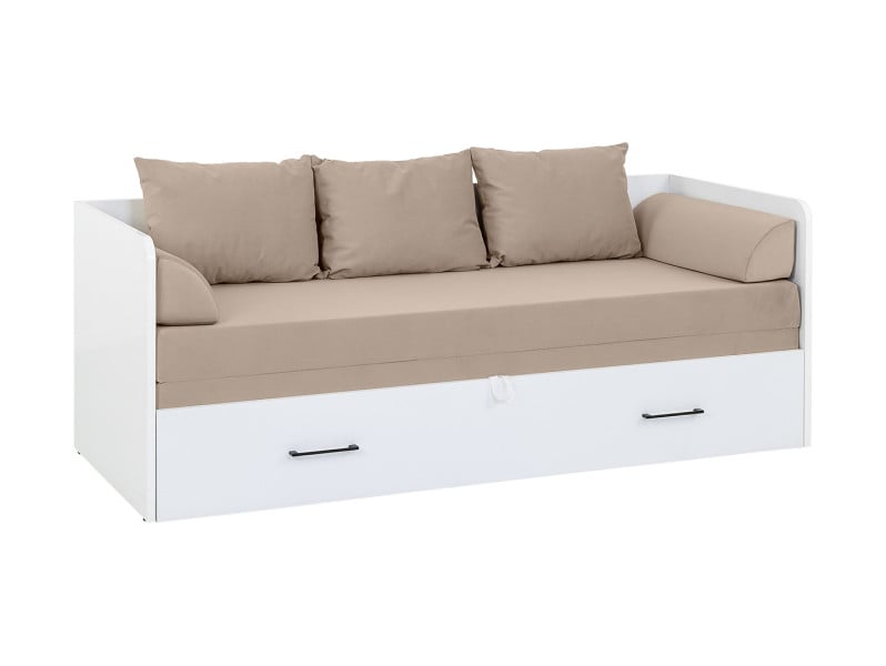 Produkt: łóżko Tetrix 80-160x200 rozkładane z pojemnikiem i poduszkami beżowe