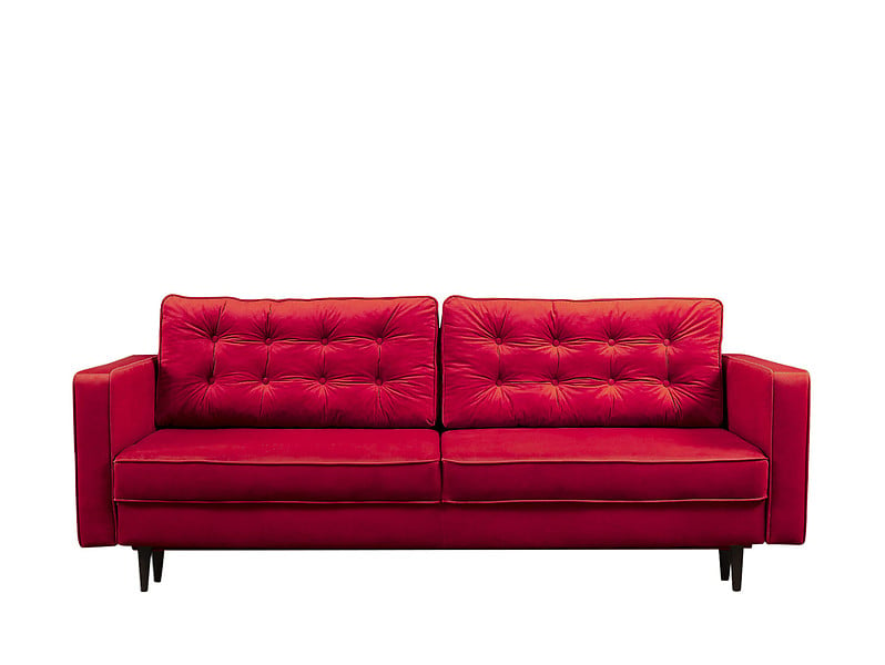 Produkt: sofa trzyosobowa Tivoli rozkładana z pojemnikiem welurowa czerwona