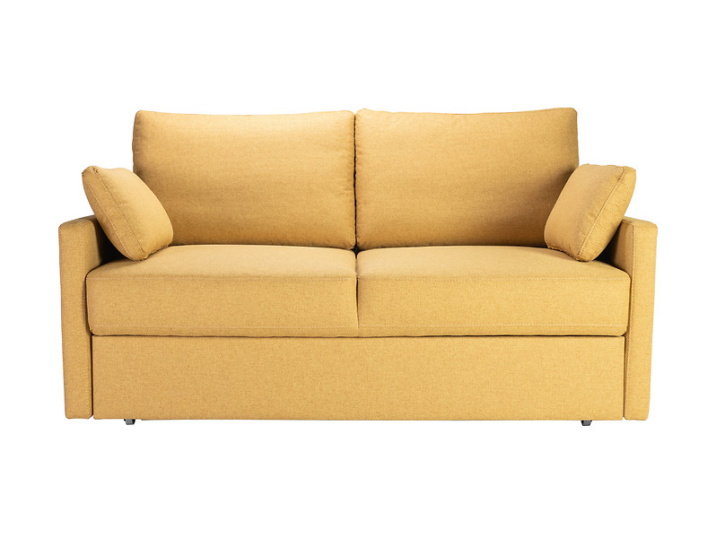 Produkt: sofa dwuosobowa Amalia rozkładana z pojemnikiem tkanina żółta